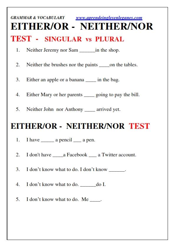 Either Or Neither Nor Examples - slideshare